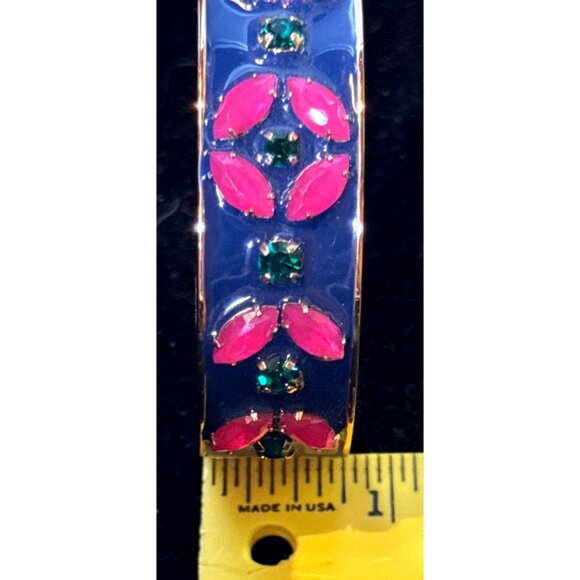 J.Crew Enamel & Gold-Tone Bangle With Pink & Green Floral Design - NOS - Picture 8 of 12